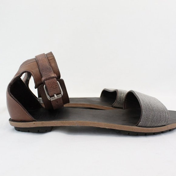 Brunello Cucinelli Brown Embellished Sandals - Picture 5 of 11